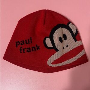 Paul Frank Red Knit Hat with Monkey Graphic